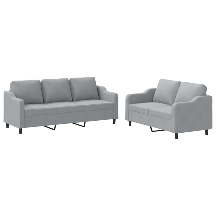 Set de canapele cu perne, 2 piese, gri deschis, textil - WALTI WALTI