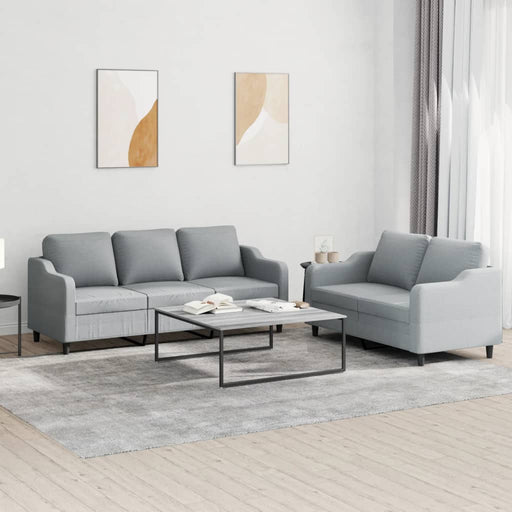 Set de canapele cu perne, 2 piese, gri deschis, textil - WALTI WALTI