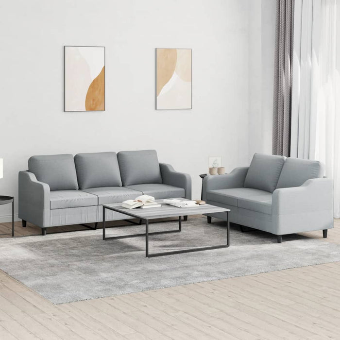 Set de canapele cu perne, 2 piese, gri deschis, textil - WALTI WALTI