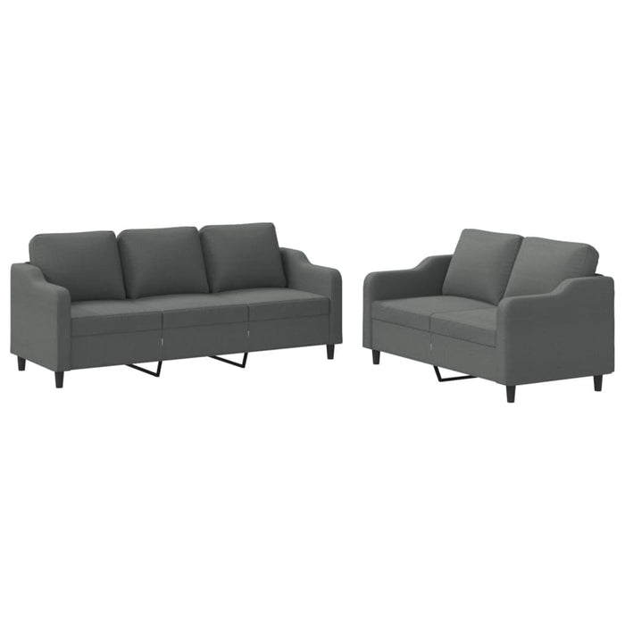 Set de canapele cu perne, 2 piese, gri închis, textil - WALTI WALTI