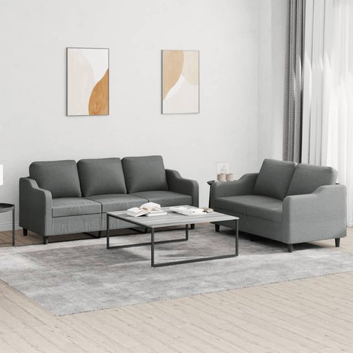 Set de canapele cu perne, 2 piese, gri închis, textil - WALTI WALTI