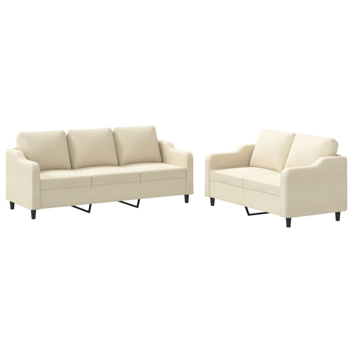 Set de canapele cu perne, 2 piese, crem, textil - WALTI WALTI