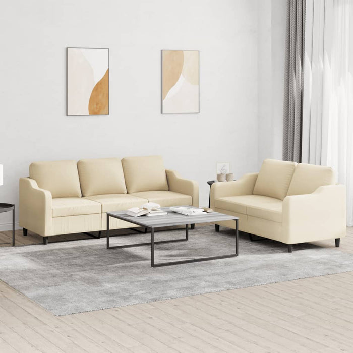 Set de canapele cu perne, 2 piese, crem, textil - WALTI WALTI