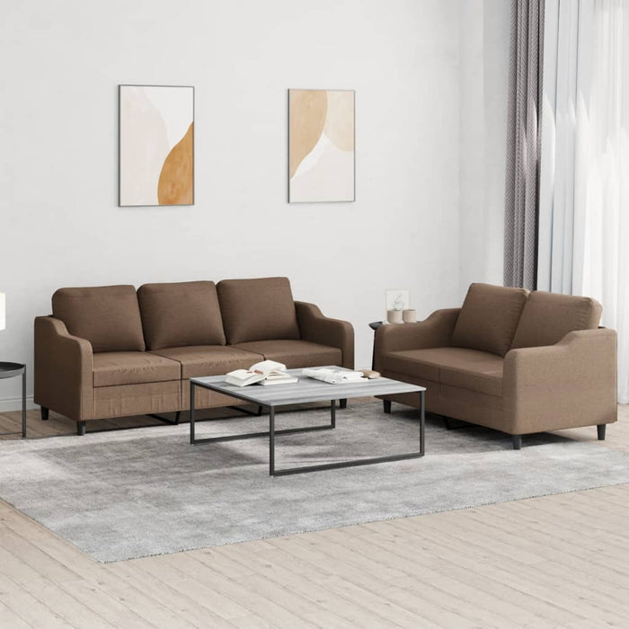Set de canapele cu perne, 2 piese, maro, textil WALTI