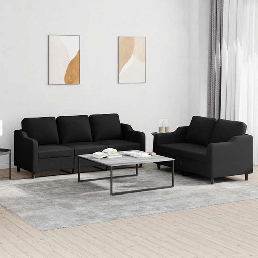 Set de canapele cu perne, 2 piese, negru, textil - WALTI WALTI