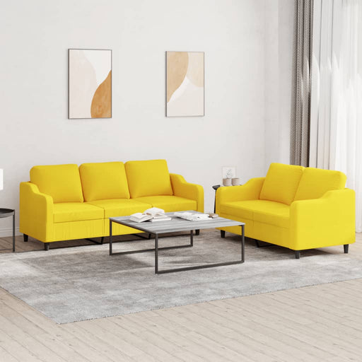 Set de canapele cu perne, 2 piese, galben deschis, textil - WALTI WALTI