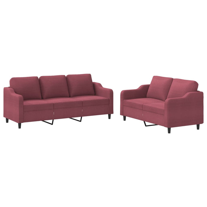 Set canapea cu perne, 2 piese, roșu vin, material textil - WALTI WALTI