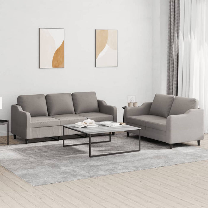 Set de canapea cu perne, 2 piese, gri taupe, material textil - WALTI WALTI