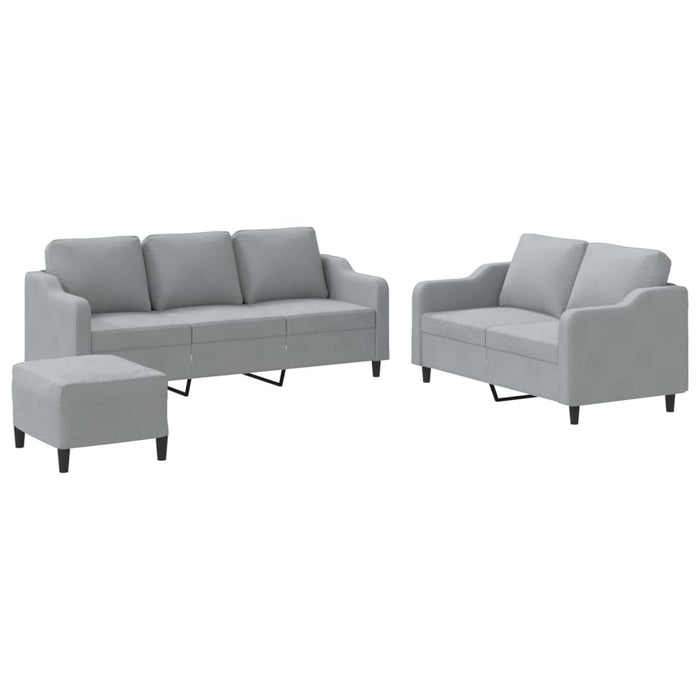 Set de canapele cu perne, 3 piese, gri deschis, textil - WALTI WALTI