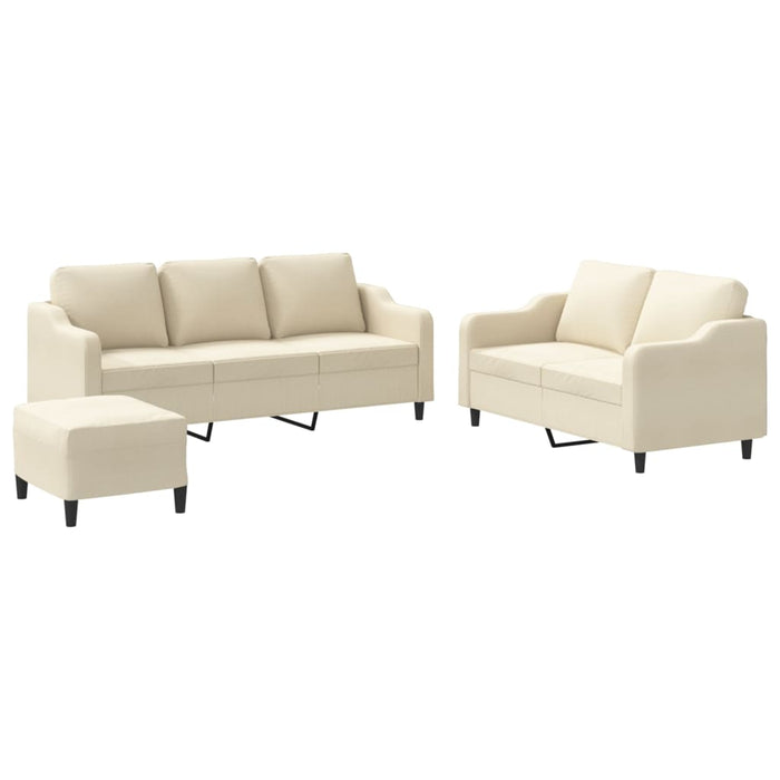 Set de canapele cu perne, 3 piese, crem, textil - WALTI WALTI