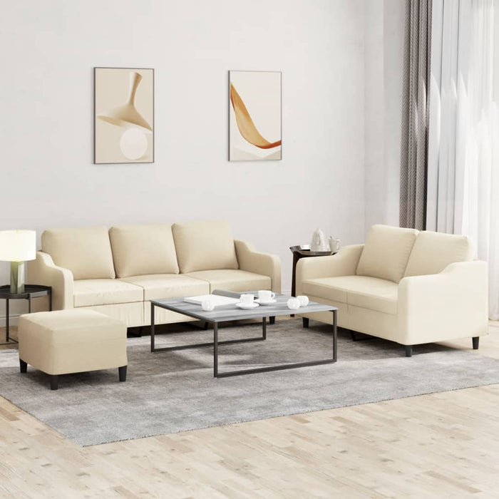 Set de canapele cu perne, 3 piese, crem, textil - WALTI WALTI