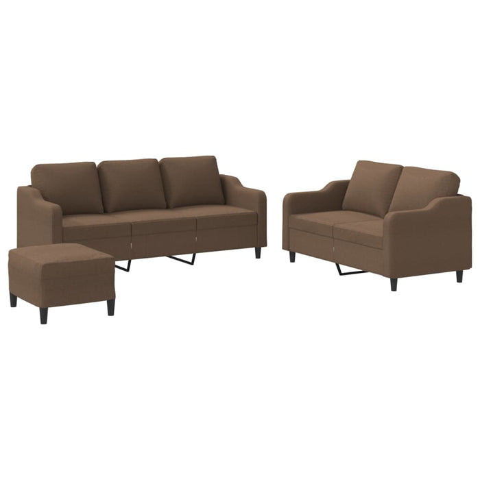 Set de canapele cu perne, 3 piese, maro, textil - WALTI WALTI