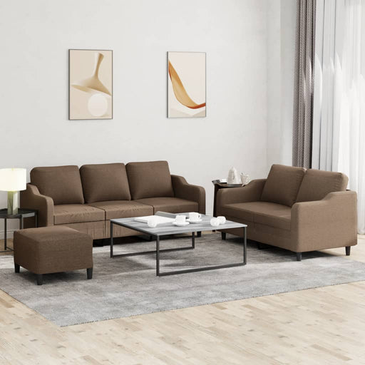 Set de canapele cu perne, 3 piese, maro, textil - WALTI WALTI