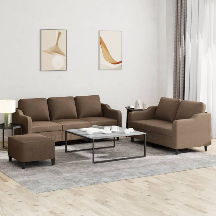 Set de canapele cu perne, 3 piese, maro, textil - WALTI WALTI