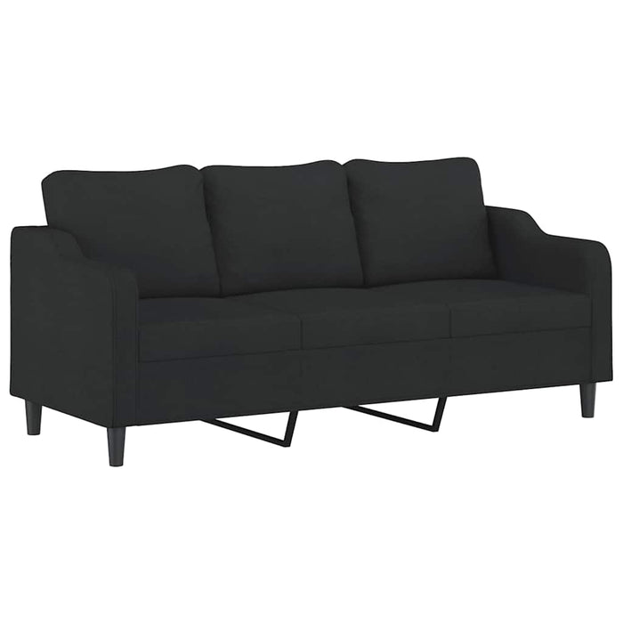 Set de canapele cu perne, 3 piese, negru, textil WALTI
