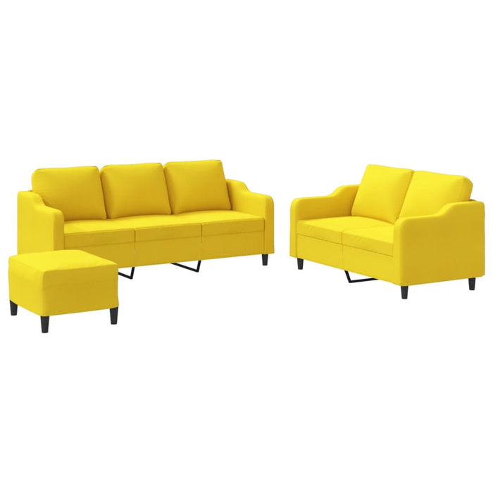 Set de canapele cu perne, 3 piese, galben deschis, textil - WALTI WALTI