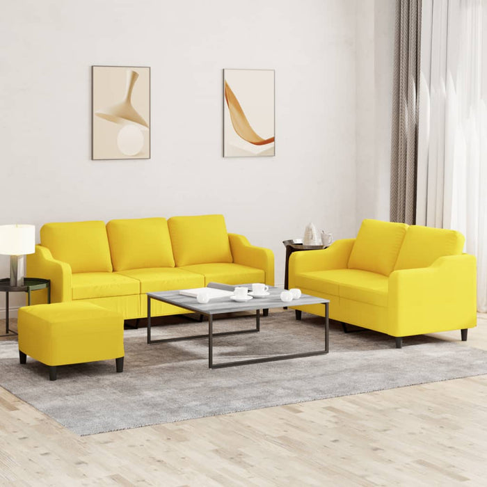 Set de canapele cu perne, 3 piese, galben deschis, textil - WALTI WALTI