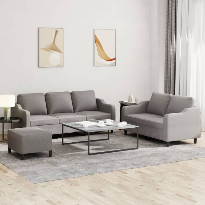 Set de canapea cu perne, 3 piese, gri taupe, material textil - WALTI WALTI