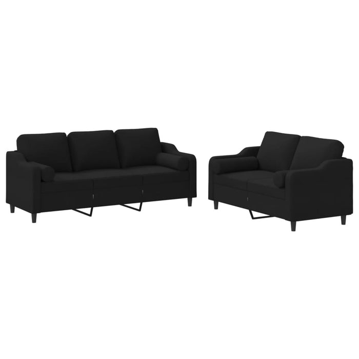 Set de canapele cu perne, 2 piese, negru, material textil - WALTI WALTI