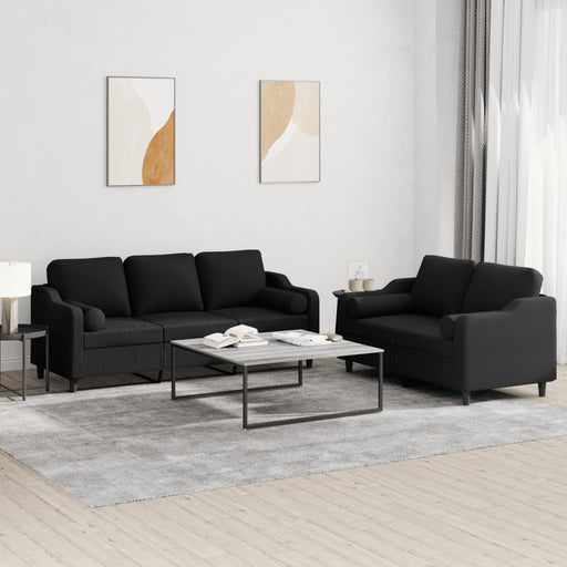 Set de canapele cu perne, 2 piese, negru, material textil - WALTI WALTI