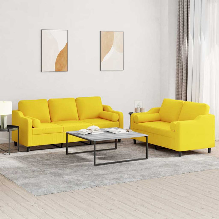 Set de canapele cu perne, 2 piese, galben deschis, textil - WALTI WALTI