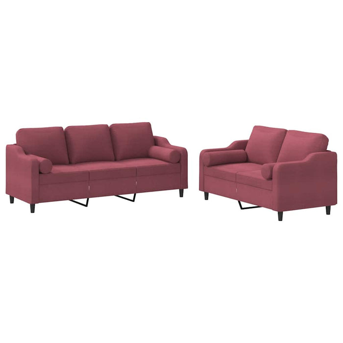 Set canapea cu perne, 2 piese, roșu vin, material textil - WALTI WALTI