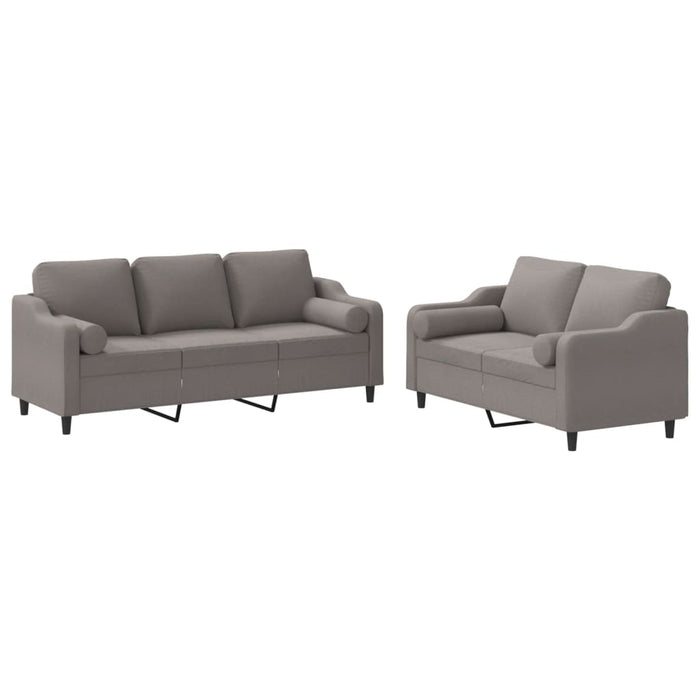 Set de canapele cu perne, 2 piese, gri taupe, textil - WALTI WALTI