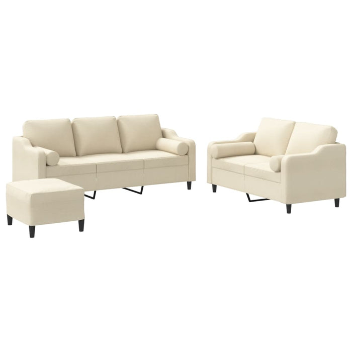 Set de canapele cu perne, 3 piese, crem, textil - WALTI WALTI