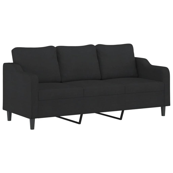 Set de canapele cu perne, 3 piese, negru, textil - WALTI WALTI