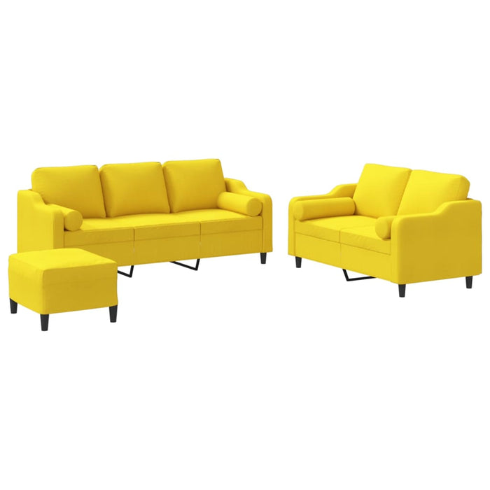 Set de canapele cu perne, 3 piese, galben deschis, textil - WALTI WALTI