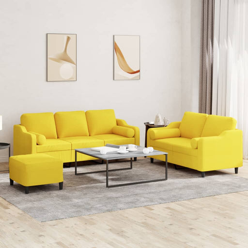 Set de canapele cu perne, 3 piese, galben deschis, textil - WALTI WALTI
