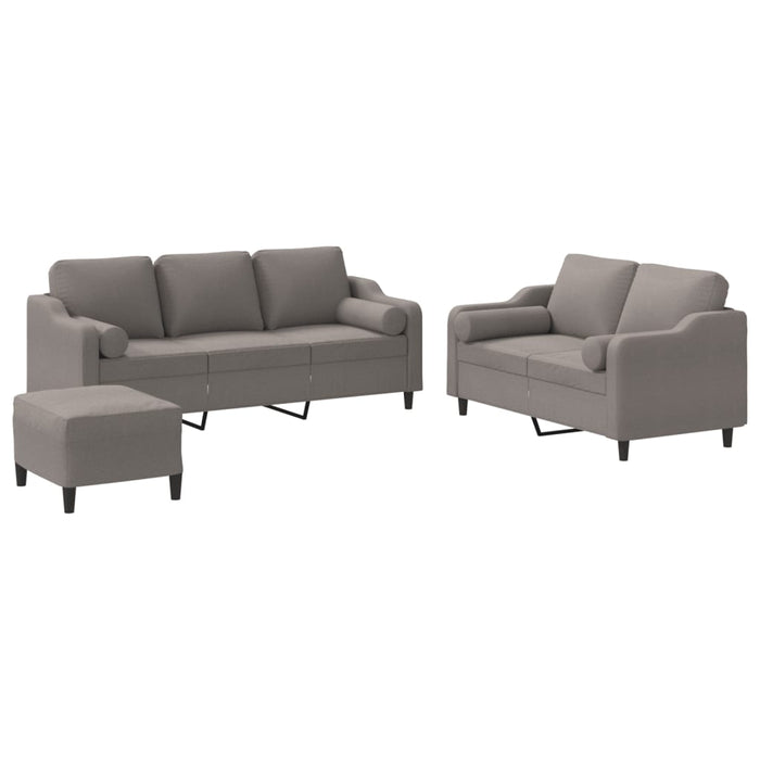 Set de canapele cu perne, 3 piese, gri taupe, textil - WALTI WALTI
