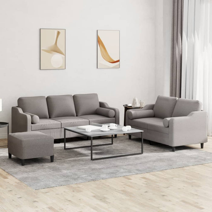 Set de canapele cu perne, 3 piese, gri taupe, textil - WALTI WALTI