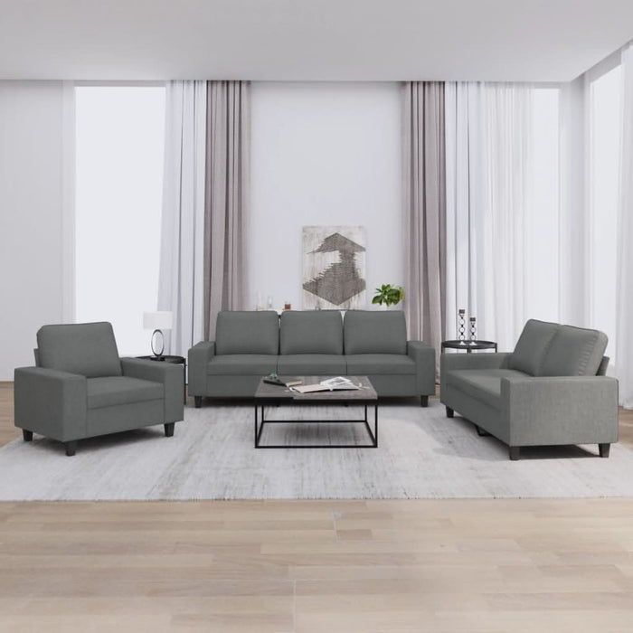 Set de canapele, 3 piese, gri închis, textil - WALTI WALTI