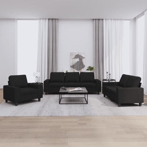 Set de canapele, 3 piese, negru, textil - WALTI WALTI