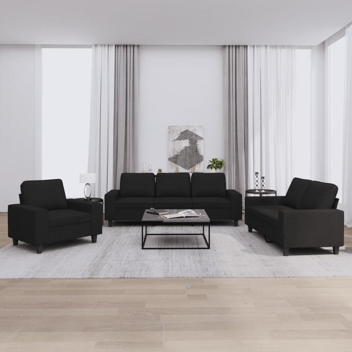 Set de canapele, 3 piese, negru, textil - WALTI WALTI