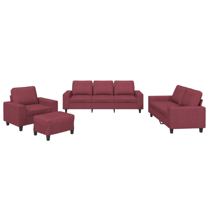 Set de canapea, 4 piese, roșu vin, material textil - WALTI WALTI