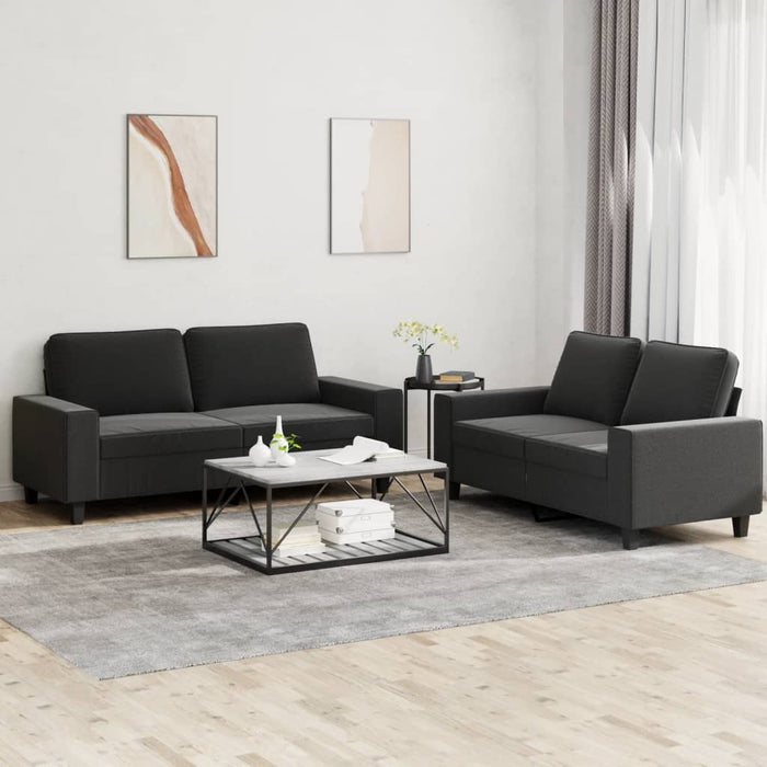 Set de canapele, 2 piese, negru, material textil WALTI