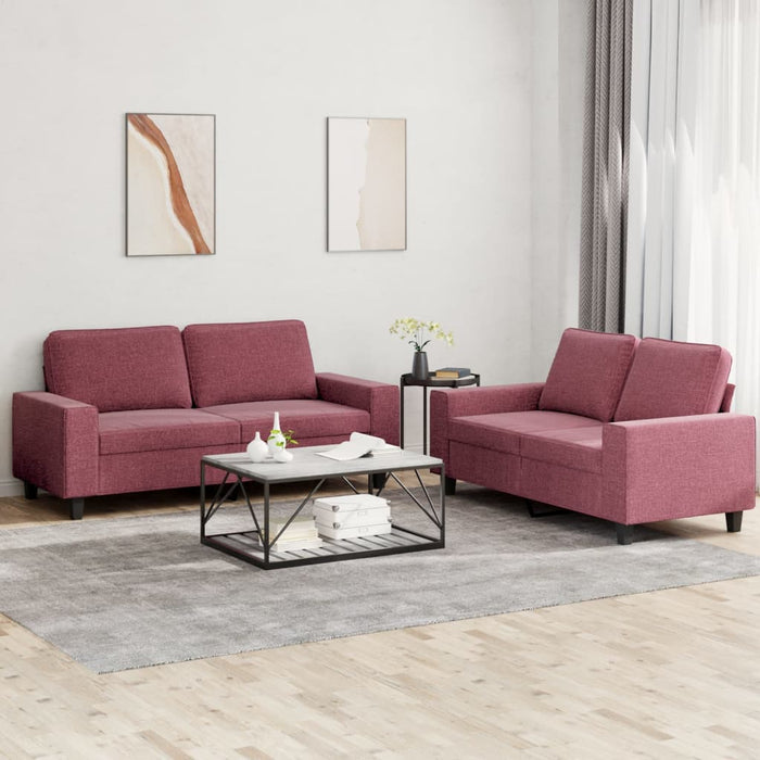 Set de canapea, 2 piese, roșu vin, material textil - WALTI WALTI