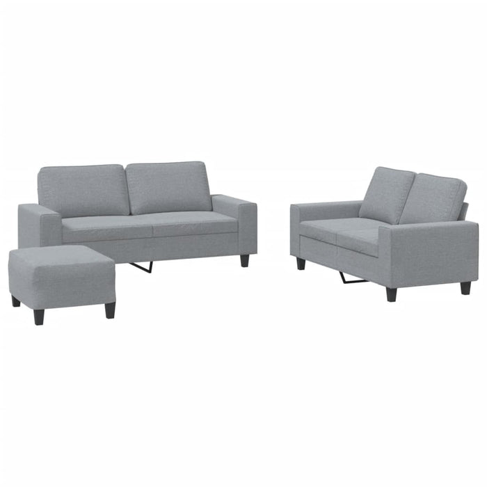 Set de canapele, 3 piese, gri deschis, textil - WALTI WALTI