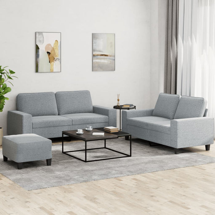 Set de canapele, 3 piese, gri deschis, textil - WALTI WALTI