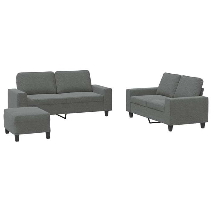 Set de canapele, 3 piese, gri închis, textil - WALTI WALTI