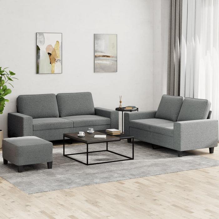 Set de canapele, 3 piese, gri închis, textil - WALTI WALTI