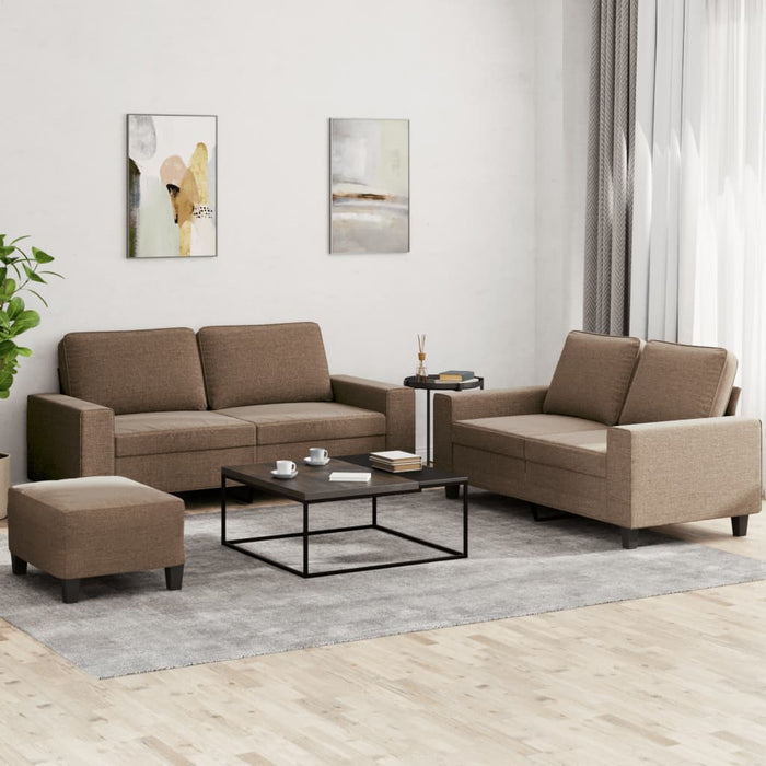 Set de canapele, 3 piese, maro, textil - WALTI WALTI