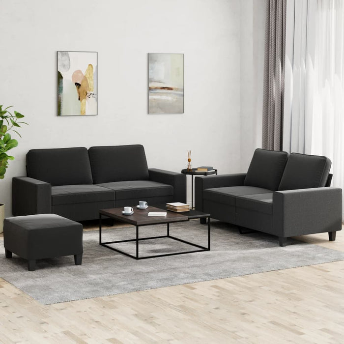 Set de canapele, 3 piese, negru, textil - WALTI WALTI