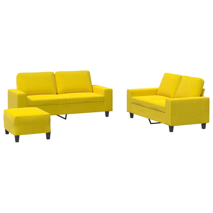 Set de canapele, 3 piese, galben deschis, textil - WALTI WALTI