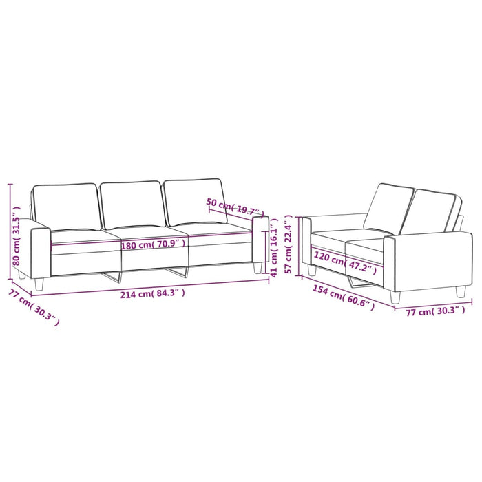 Set de canapele, 2 piese, gri închis, material textil WALTI