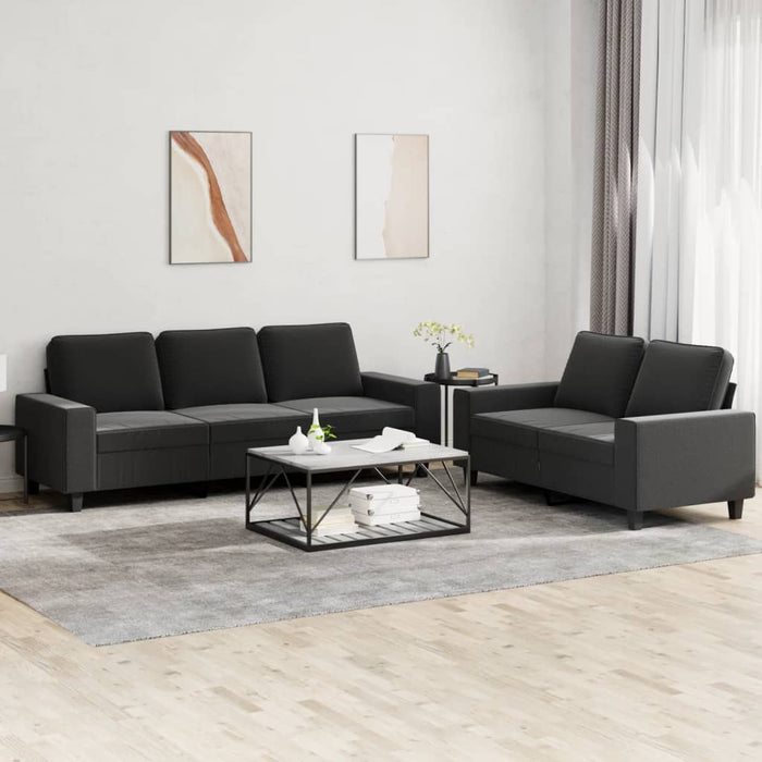 Set de canapele, 2 piese, negru, material textil - WALTI WALTI