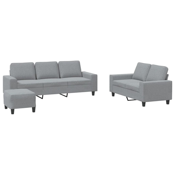 Set de canapele, 3 piese, gri deschis, textil - WALTI WALTI