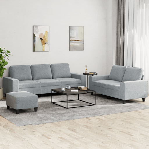 Set de canapele, 3 piese, gri deschis, textil - WALTI WALTI